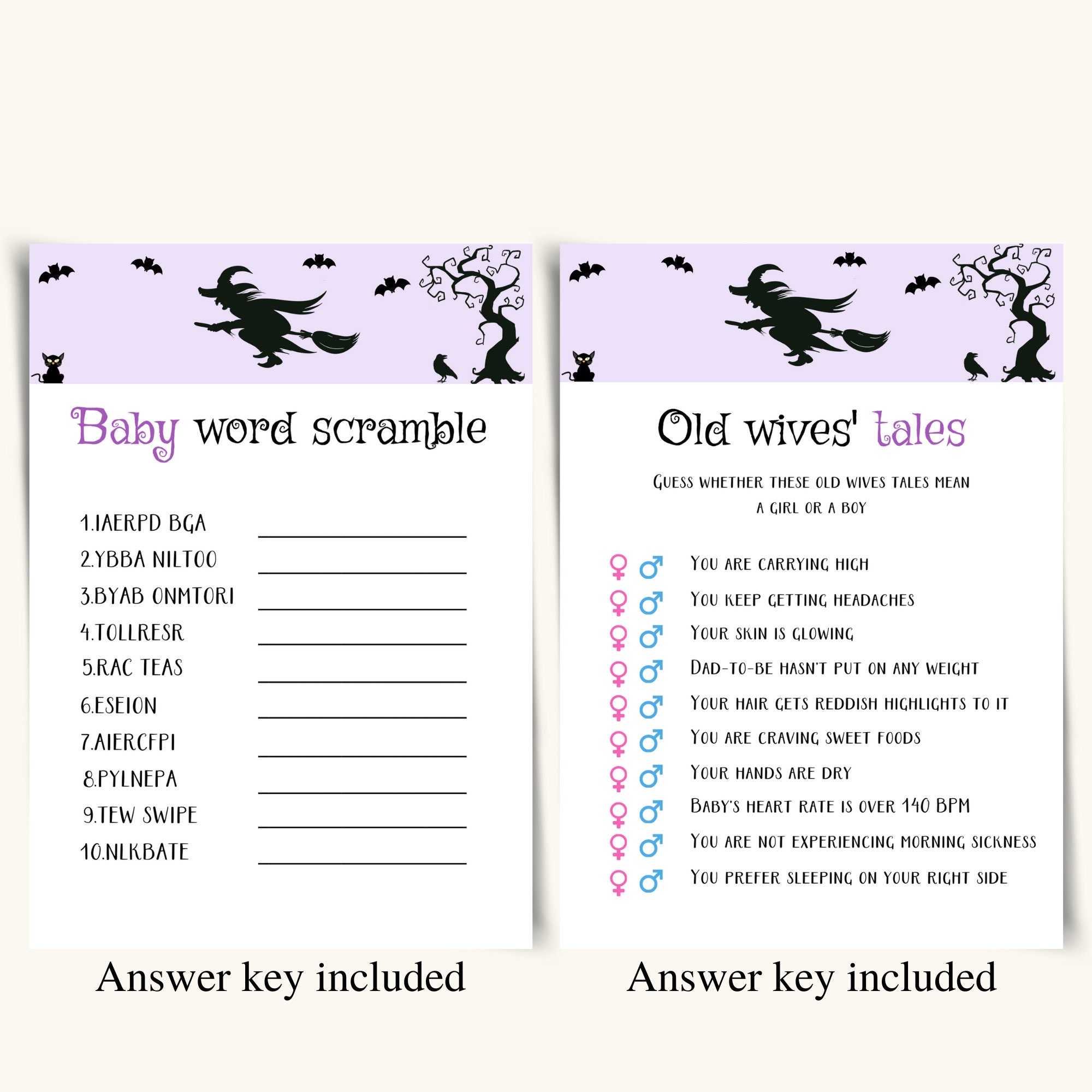 Printable Halloween Baby Shower Games, 5x7 Halloween Baby Shower Game