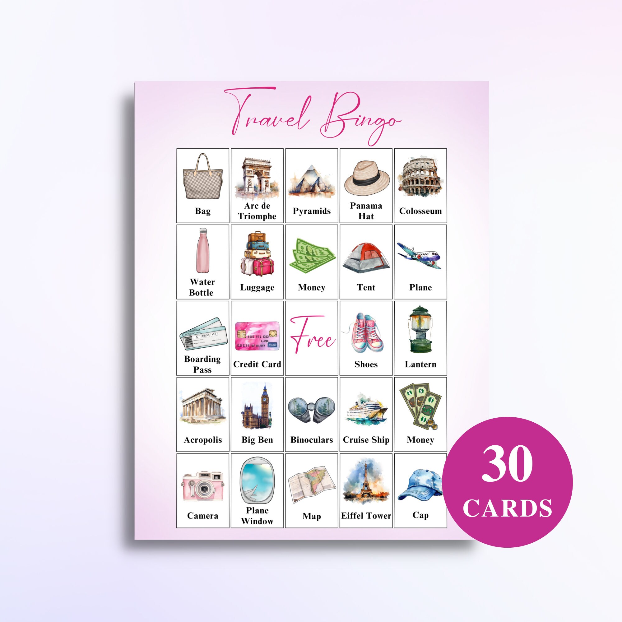 Travel Bingo Cards For Kids Printable Printable Bingo Cards