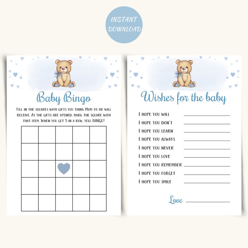 8 Printable Teddy Bear Baby Shower Games Teddy Bear Baby - Etsy