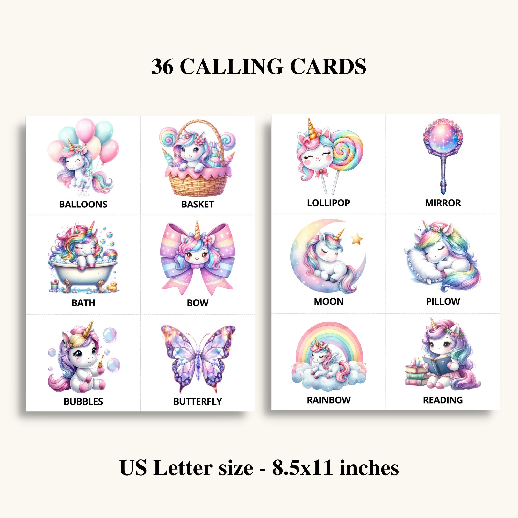 50 Printable Unicorn Bingo Cards Unicorn Picture Bingo Unicorn Birthday ...
