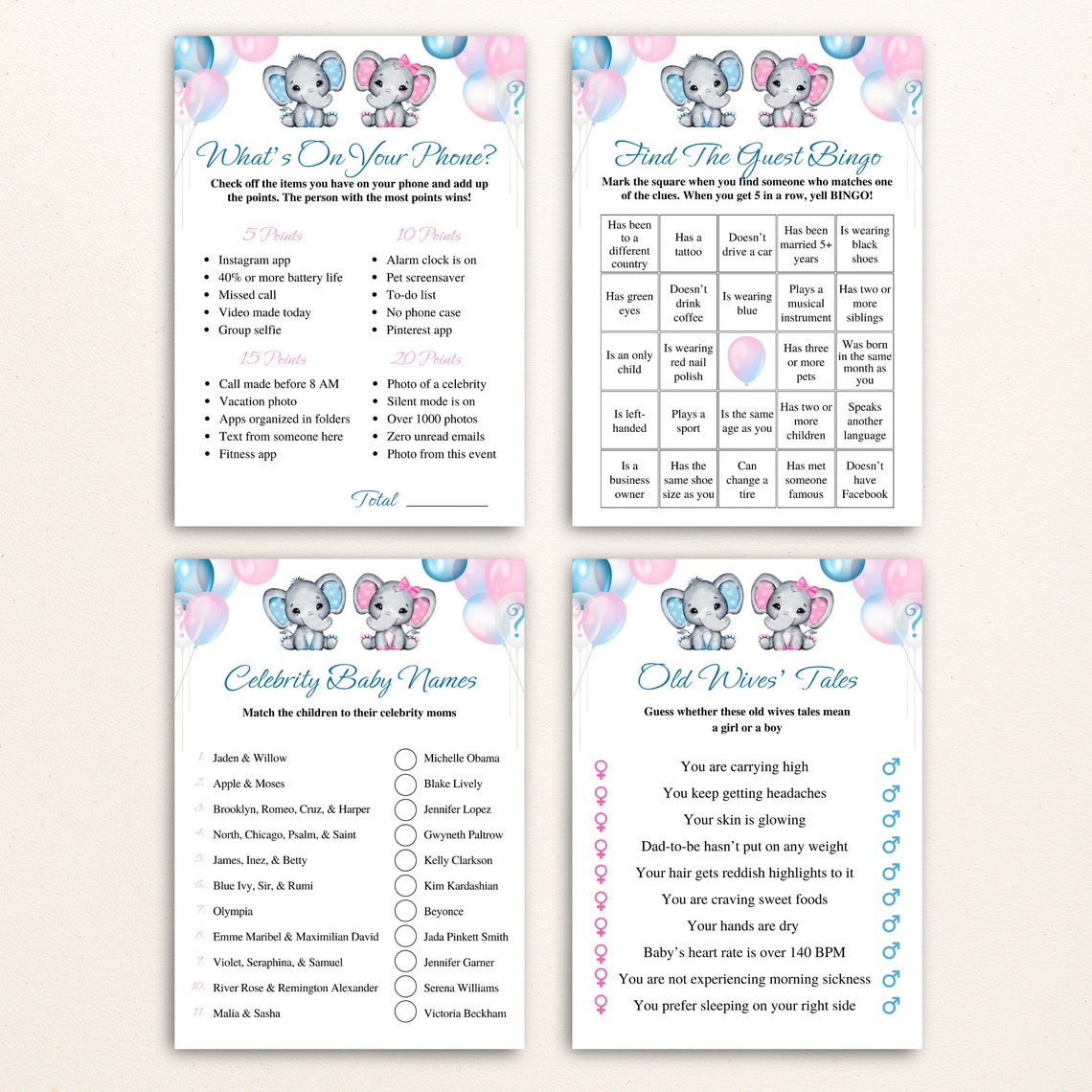 Shelling Home Gender Reveal Fingerabdruckbaum | DIY Leinwand 40x60 Cm Mit Stempelkissen | Für Babyparty & Gästebuch