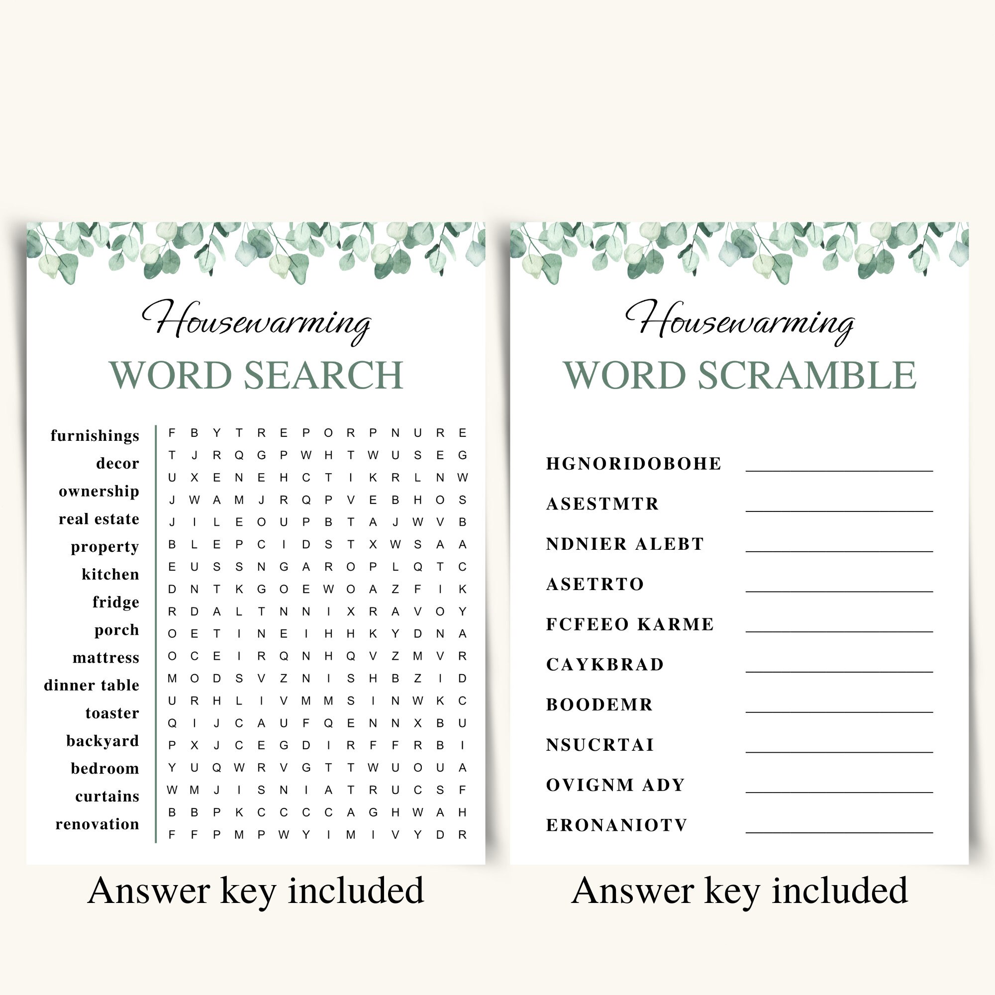 8 Printable Housewarming Party Games New Home Party Games - Etsy