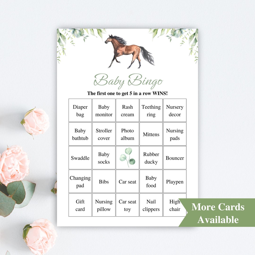 30 Printable Horse Baby Shower Bingo Cards 5x7'' - Etsy