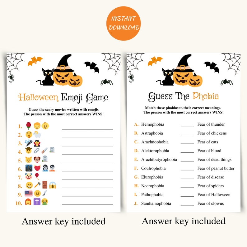 Printable Halloween Party Games, Halloween Game Bundle, Orange and ...