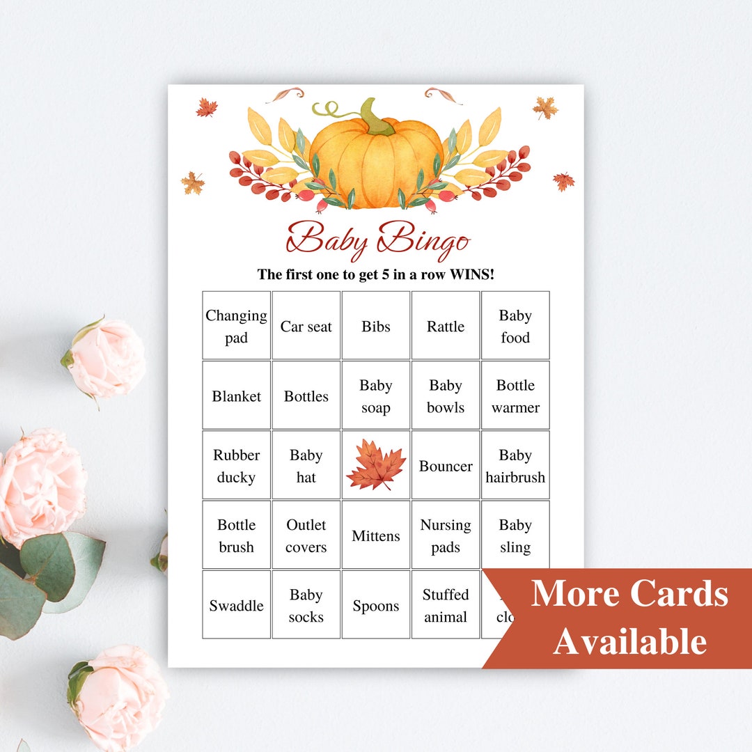 30 Printable Pumpkin Baby Shower Bingo Cards 5x7 Prefilled Little ...