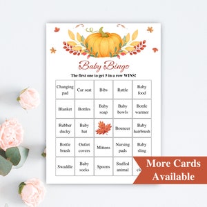 30 Printable Pumpkin Baby Shower Bingo Cards 5x7 Prefilled Little ...