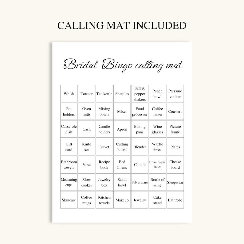 50 Printable Bridal Shower Bingo Cards Prefilled Bridal Bingo Etsy