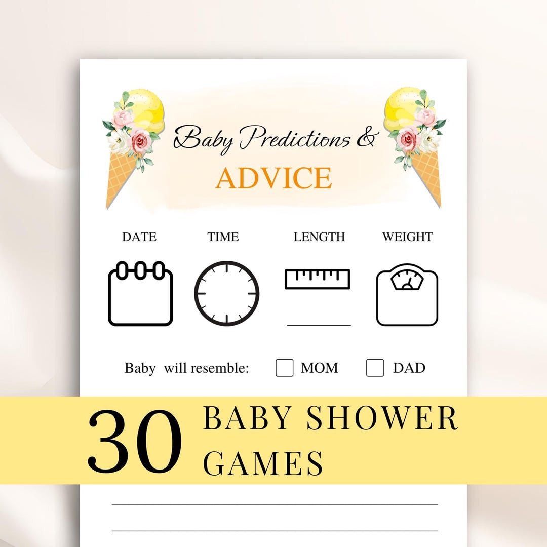 30 Printable Ice Cream Baby Shower Games, Here’s the Scoop Baby Shower