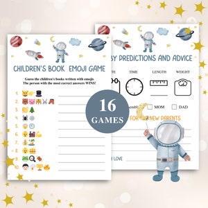 Ausdruckbare Weltraum Babyparty Spiele: Astronaut Thema, 16 Spiele Bündel, DOWNLOAD