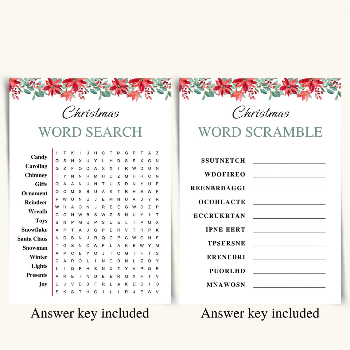 10 Printable Christmas Party Games Family Christmas Games - Etsy