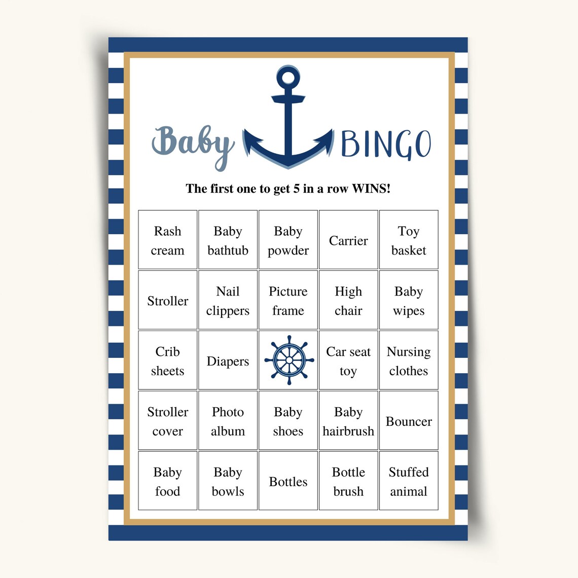 30 Printable Baby Bingo Cards Nautical Baby Shower Baby Bingo | Etsy