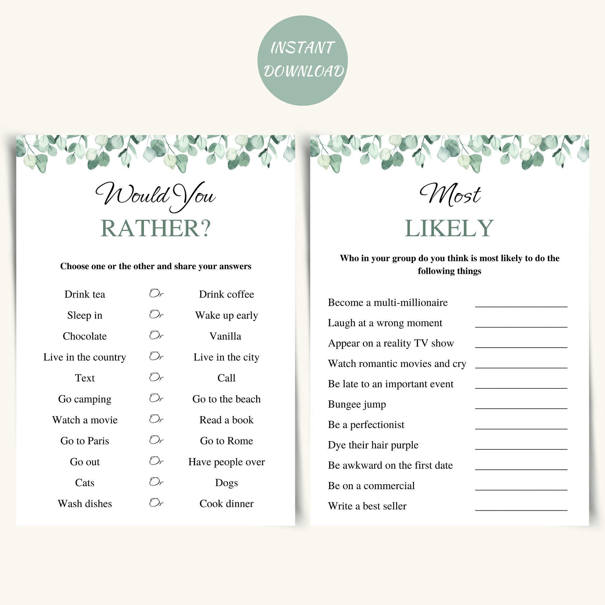 8 Printable Dinner Party Games Dinner Table Party Games - Etsy