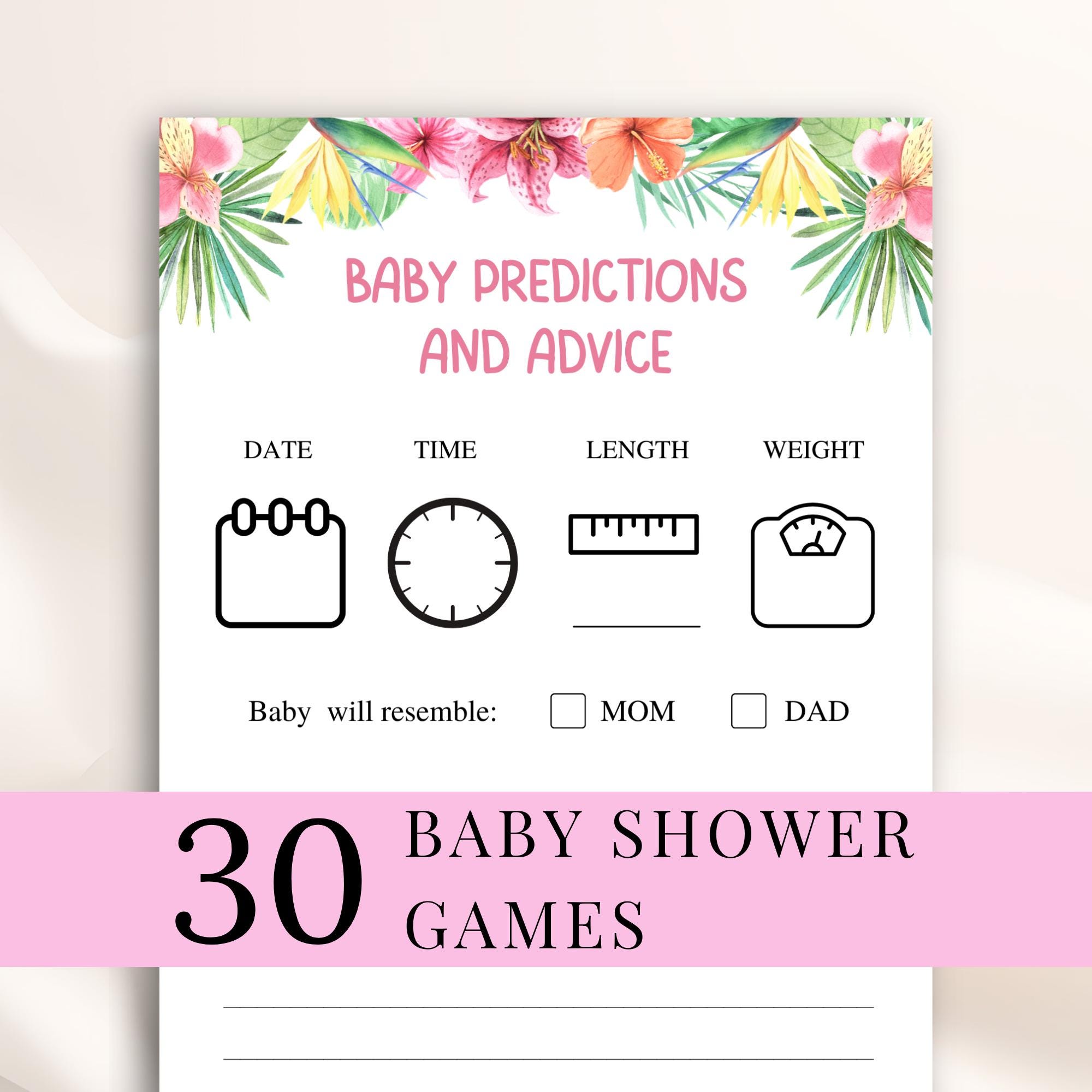 30 juegos imprimibles para baby shower tropical: paquete de juegos con  temática de Luau, DESCARGAR - Etsy México, image size:2000x2000