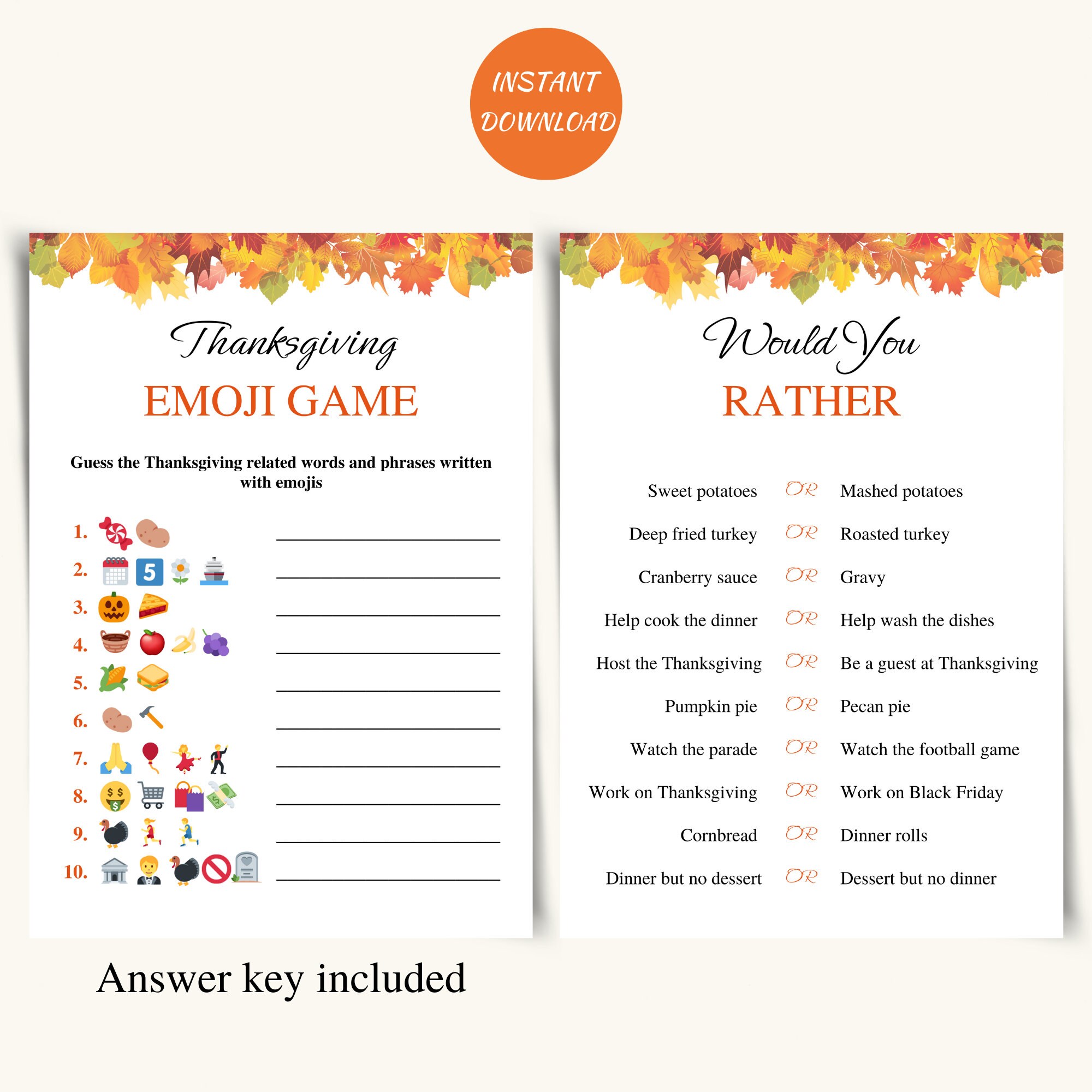 8 Printable Thanksgiving Party Games | Thanksgiving Dinner Games ...