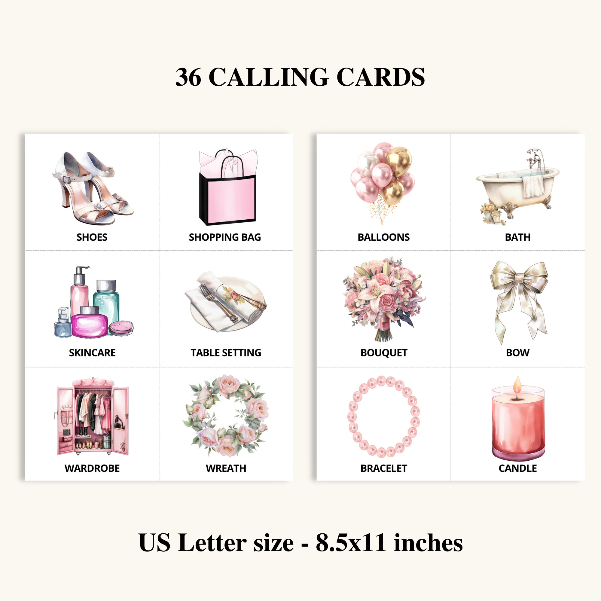 50 Printable Bridal Bingo Cards Bridal Picture Bingo Bridal Shower ...