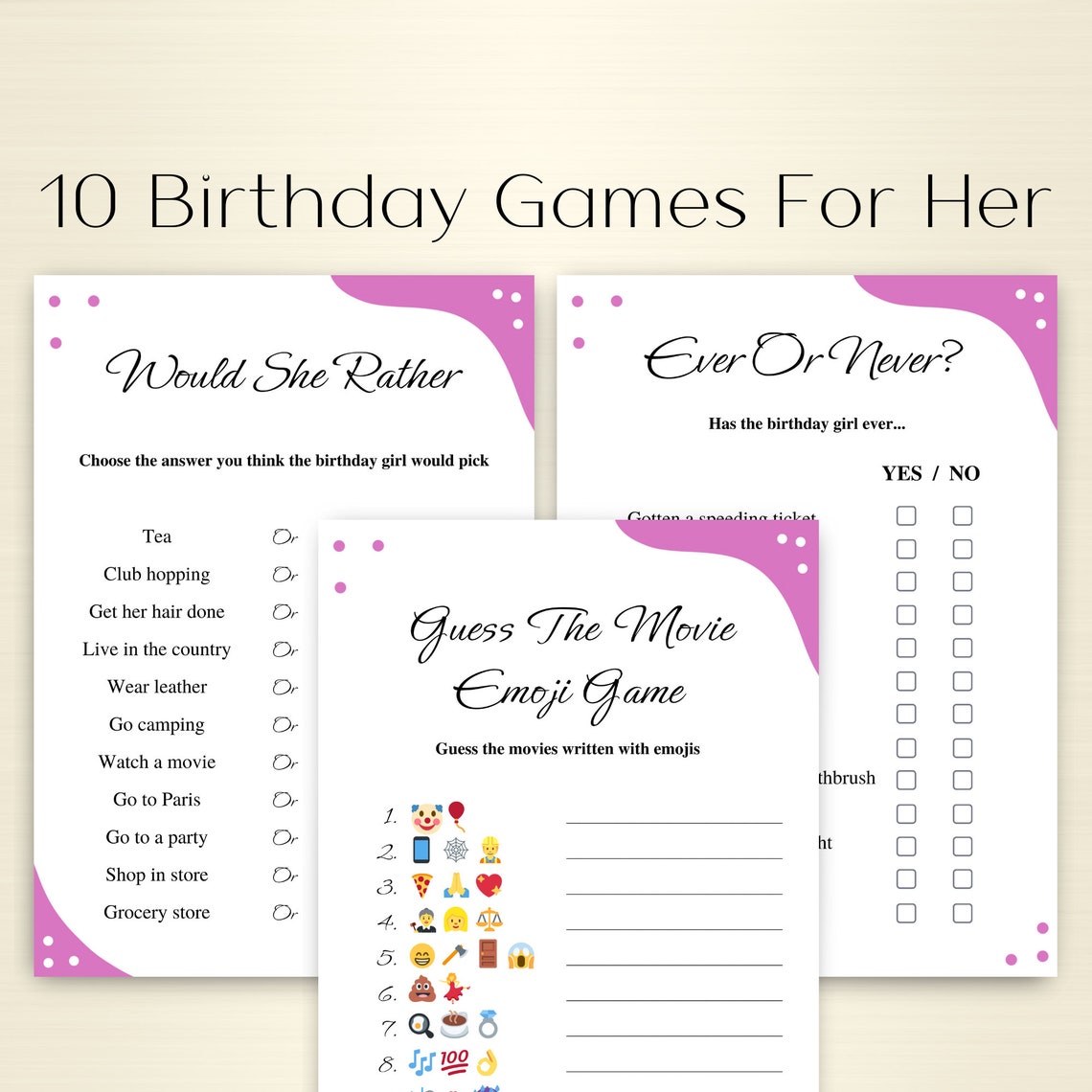 10 Printable Women's Birthday Party Games Birthday Games for Her ...