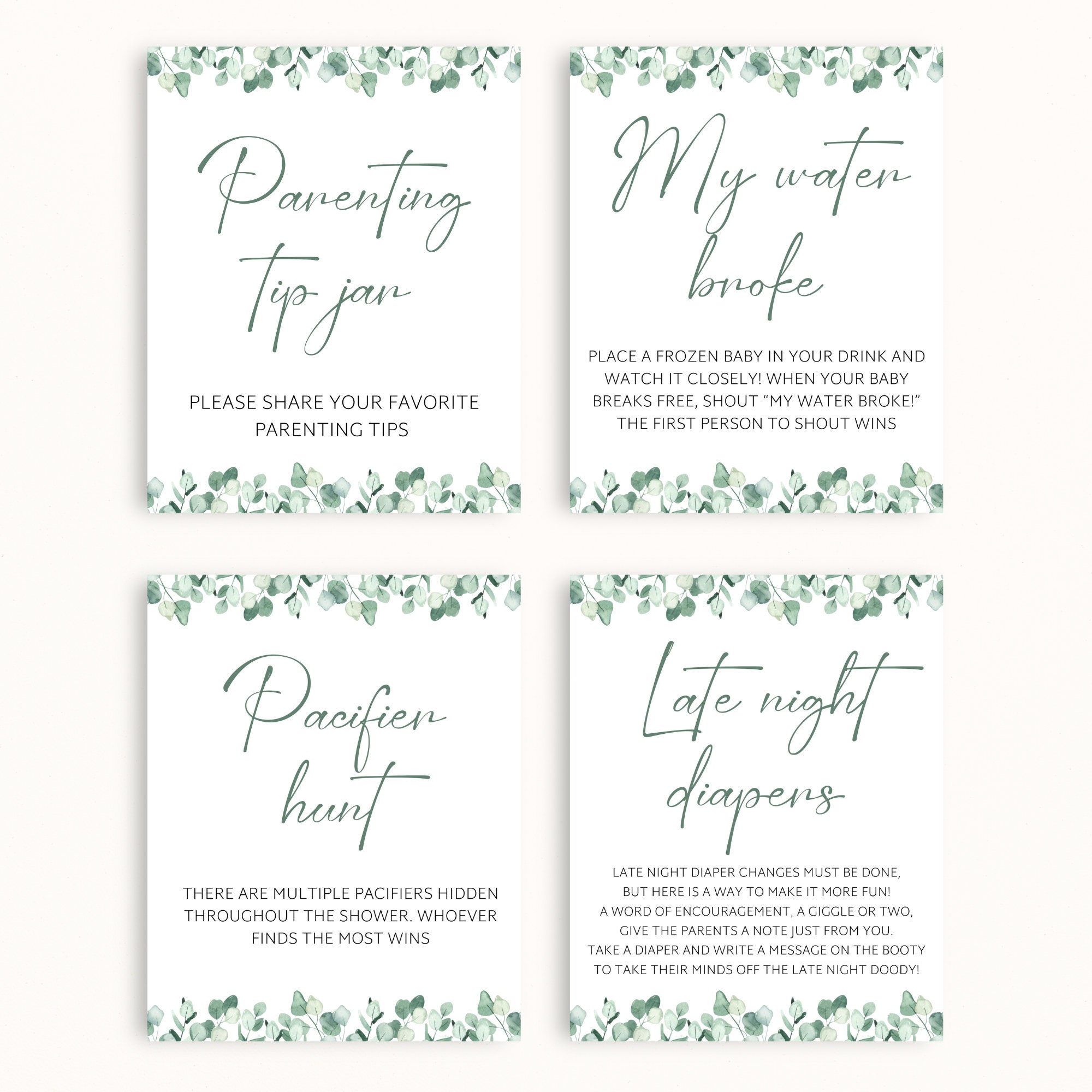 16 Printable Eucalyptus Baby Shower Table Signs 8x10 Baby Shower Sign ...