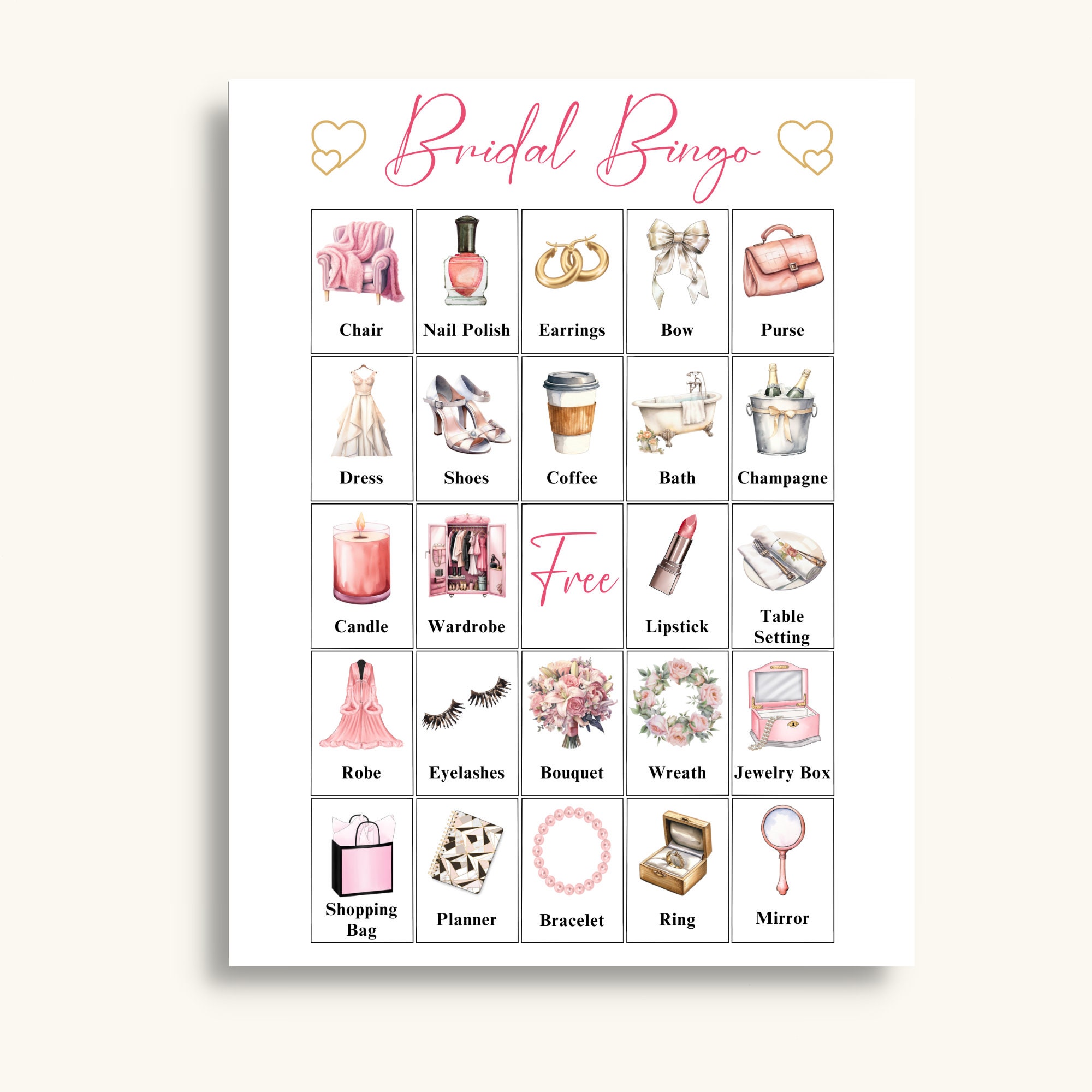 50 Printable Bridal Bingo Cards Bridal Picture Bingo Bridal Shower ...