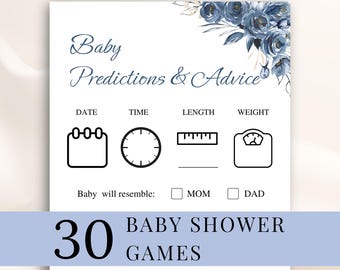 30 Printable Navy And Gold Baby Shower Games, Floral Baby Shower Games, Boy Baby Shower Games, Navy Baby Shower Games, DOWNLOAD