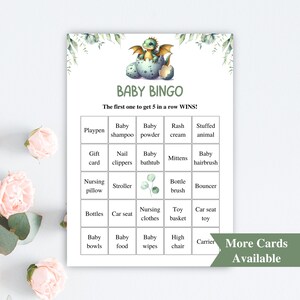 30 tarjetas de bingo para baby shower de dragón imprimibles / tarjetas de bingo para bebés precargadas de 5x7'' / juegos de baby shower para incubar pronto para bebés / DESCARGAR