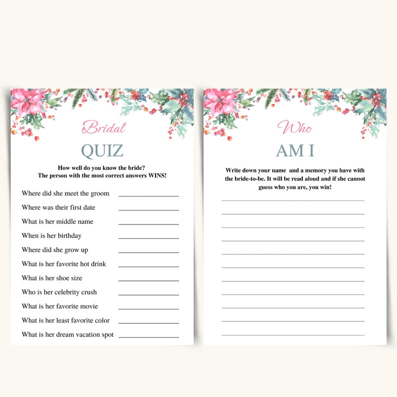 10 Printable Winter Bridal Shower Games Christmas Bridal Shower Game ...