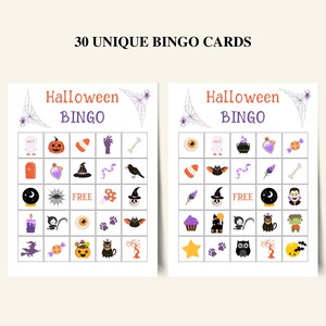 30 Printable Halloween Bingo Cards | Halloween Games for Kids ...
