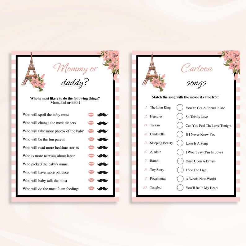 30 Printable Paris Baby Shower Games, Parisian Baby Shower Games, Eiffel Tower Baby Shower Games, France Baby Shower Games, DOWNLOAD image 2