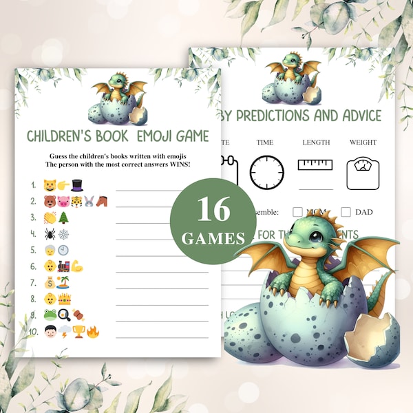 16 Printable Dragon Baby Shower Games | Mythical Dragon Baby Shower Game Bundle | Hatching Soon Baby Shower Games | DOWNLOAD