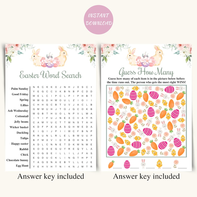 12 Printable Easter Games, Fun Easter Game Bundle, Easter Family Games