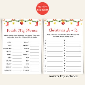 8 Printable Christmas Games, Printable Xmas Game Pack, Holiday Party ...