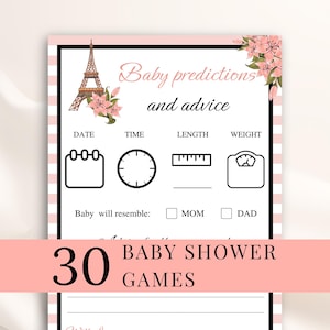 30 Printable Paris Baby Shower Games, Parisian Baby Shower Games, Eiffel Tower Baby Shower Games, France Baby Shower Games, DOWNLOAD image 1