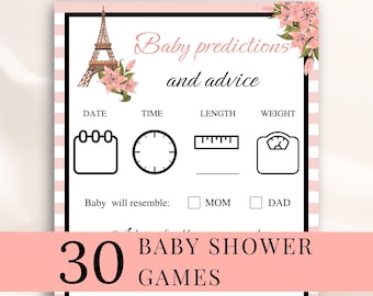 30 Printable Paris Baby Shower Games, Parisian Baby Shower Games, Eiffel Tower Baby Shower Games, France Baby Shower Games, DOWNLOAD