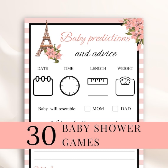 30 Printable Paris Baby Shower Games, Parisian Baby Shower Games, Eiffel Tower Baby Shower Games, France Baby Shower Games, DOWNLOAD