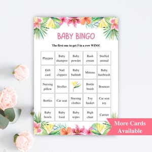 30 druckbare tropische Babyparty-Bingokarten | 5x7 '' Luau Baby Bingokarten | Aloha Babyparty Spiele | HERUNTERLADEN
