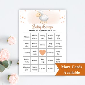 30 tarjetas de bingo precargadas imprimibles para baby shower, tarjetas de bingo para baby shower de corderito, juegos de baby shower de oveja, bingo para bebés precargadas DESCARGAR