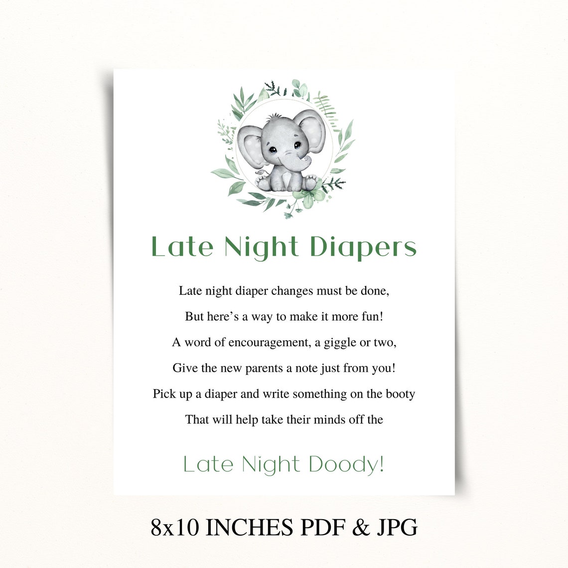 Printable Late Night Diapers Sign 8x10 Baby Shower Write on | Etsy