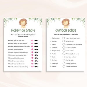 30 Printable Lion Baby Shower Games, Jungle Baby Shower Games, Safari Baby Shower Games, Safari Animals Baby Shower Games, DOWNLOAD image 2