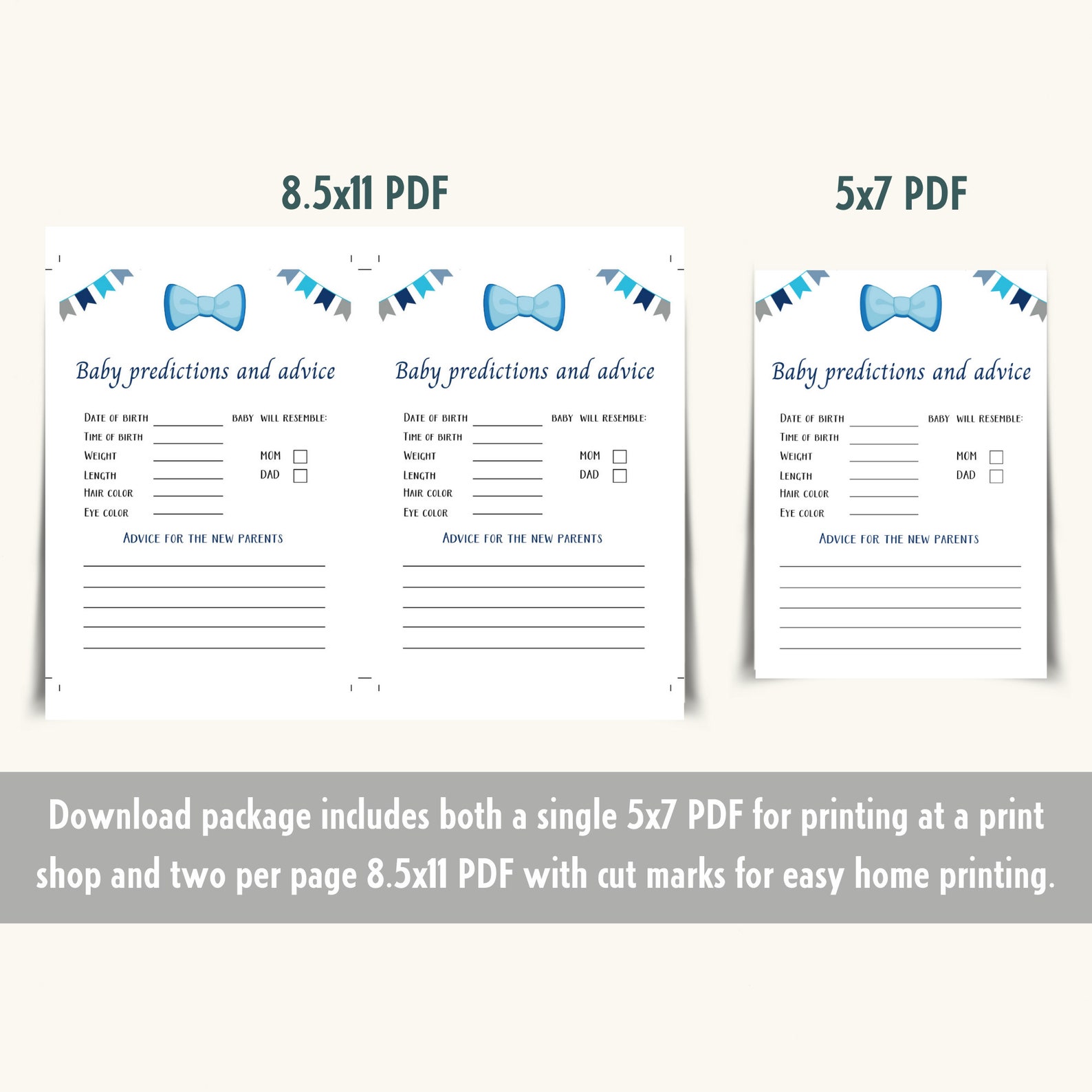 Printable Bow Tie Baby Shower Games, Little Man Shower Game Bundle ...