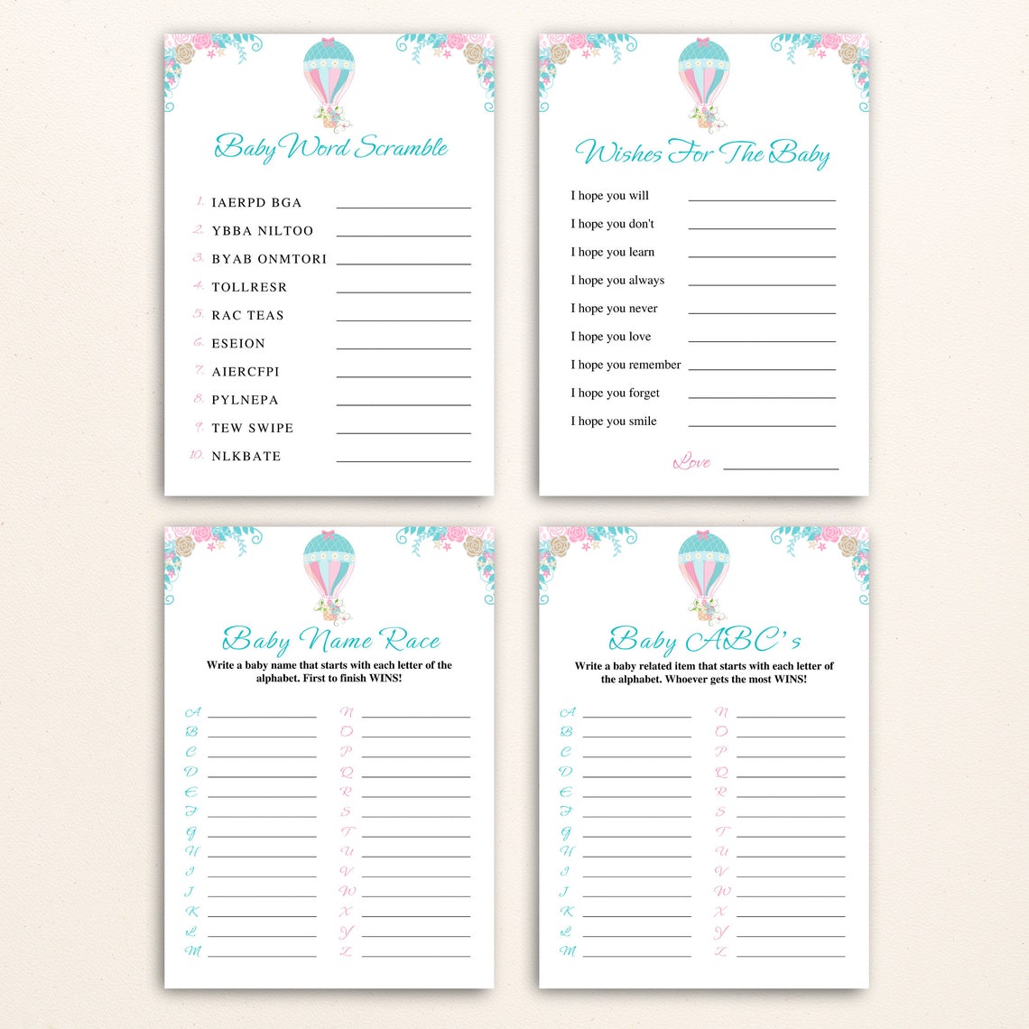 12 Printable Gender Reveal Games Pink and Blue Baby Gender Reveal Party ...