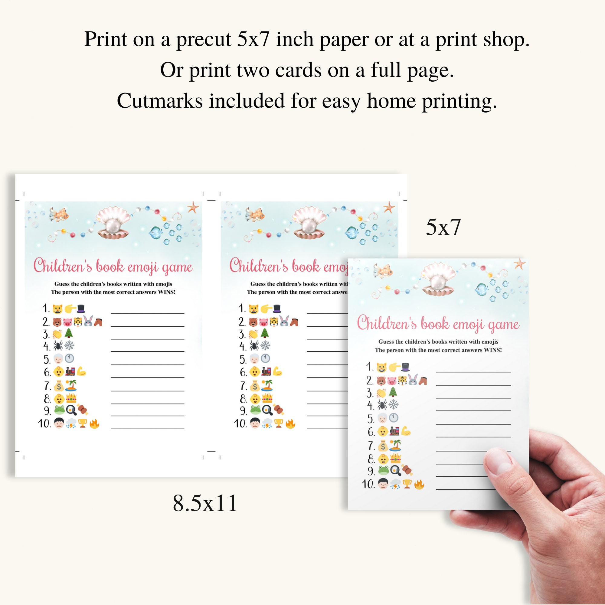 8 Printable Ocean Themed Baby Shower Games, Ocean Baby Shower Game