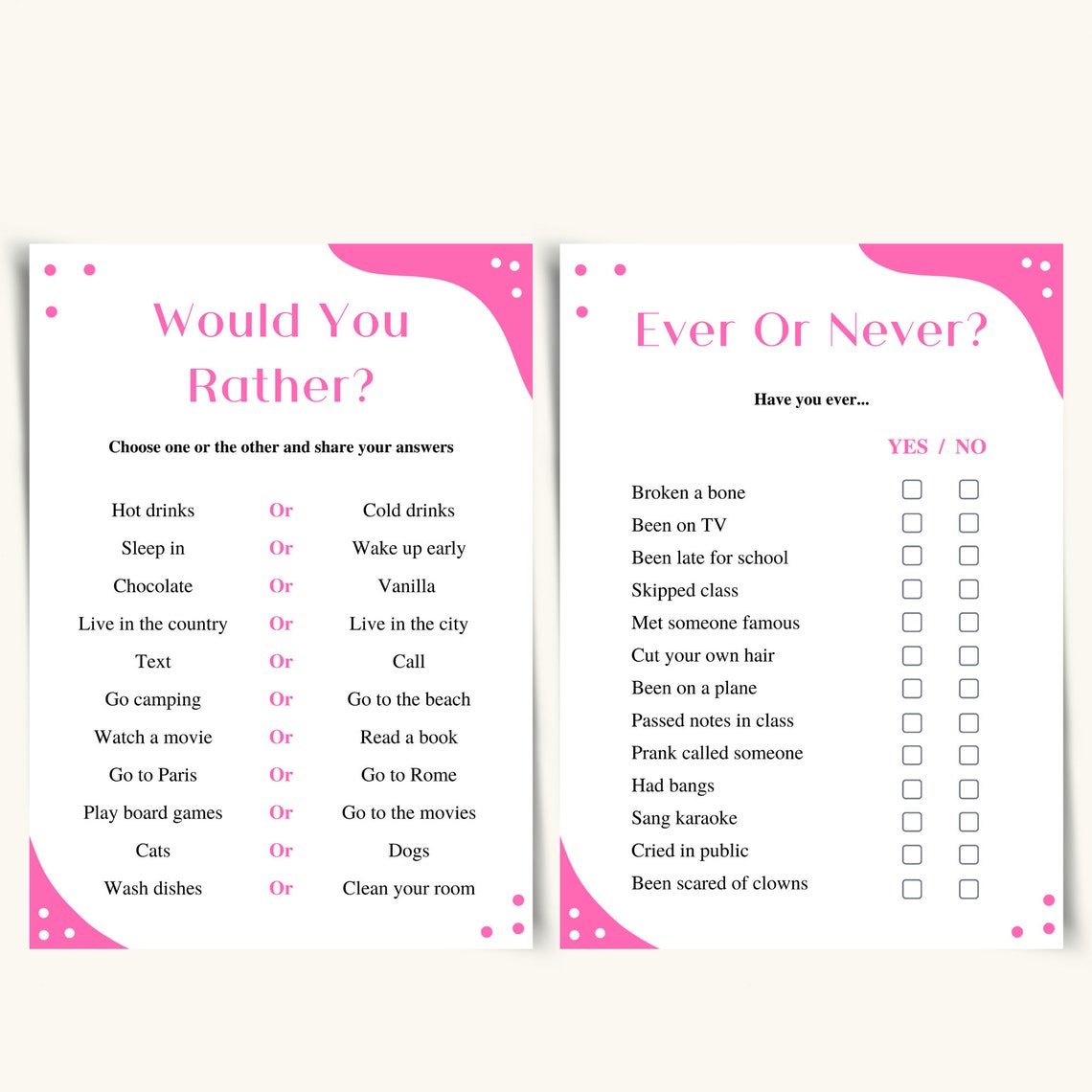8 Printable Slumber Party Games Sleepover Party Games for Girls ...