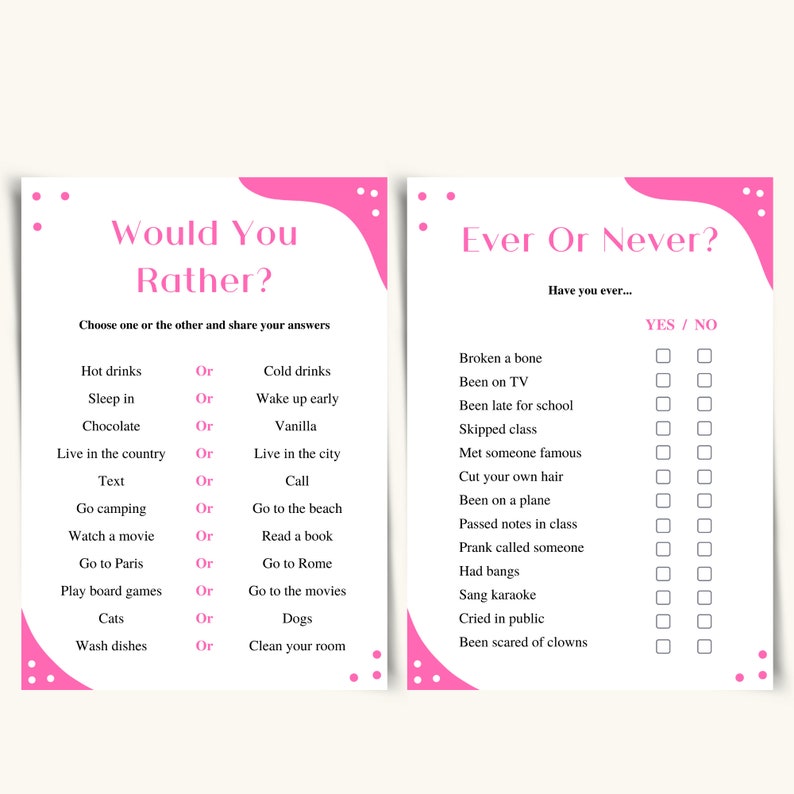 8 Printable Slumber Party Games Sleepover Party Games for Girls ...