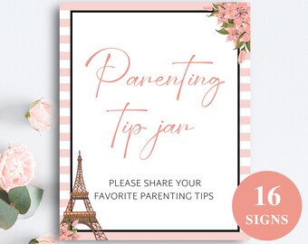 116 Printable Paris Baby Shower Table Signs, Eiffel Tower Baby Shower Decorations, Parisian Baby Shower Decor, 8x10’’ DOWNLOAD
