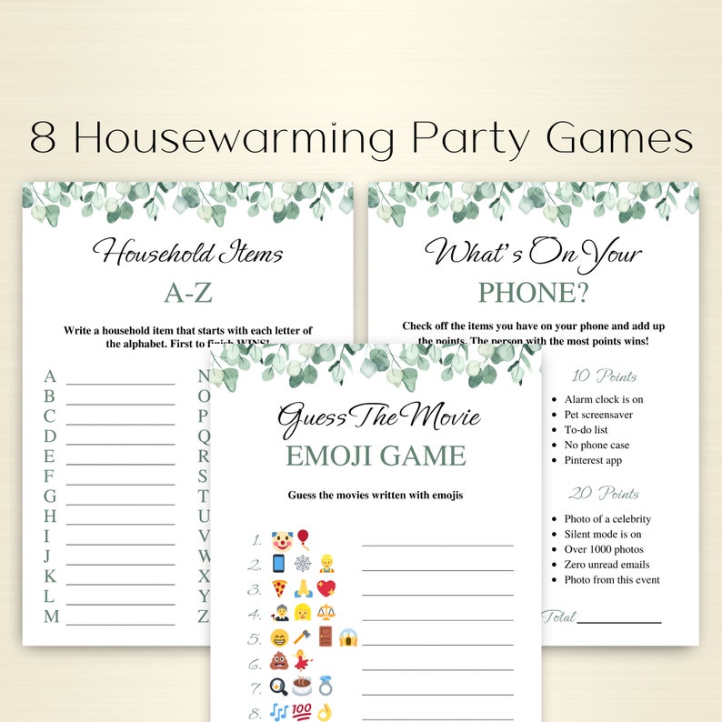 8 Printable Housewarming Party Games New Home Party Games Etsy UK