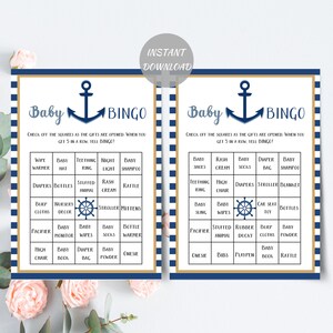 30 Printable Baby Bingo Cards Nautical Baby Shower Baby Bingo | Etsy