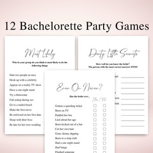 12 Printable R-Rated Minimalist Bachelorette Party Games, Black And White Bachelorette Games, Bachelorette Party Games, US Letter & A4
