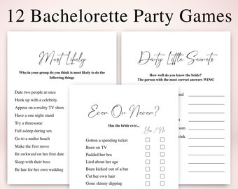 12 Printable R-Rated Minimalist Bachelorette Party Games | Bachelorette Games | Hen Party Games | US Letter & A4 DOWNLOAD