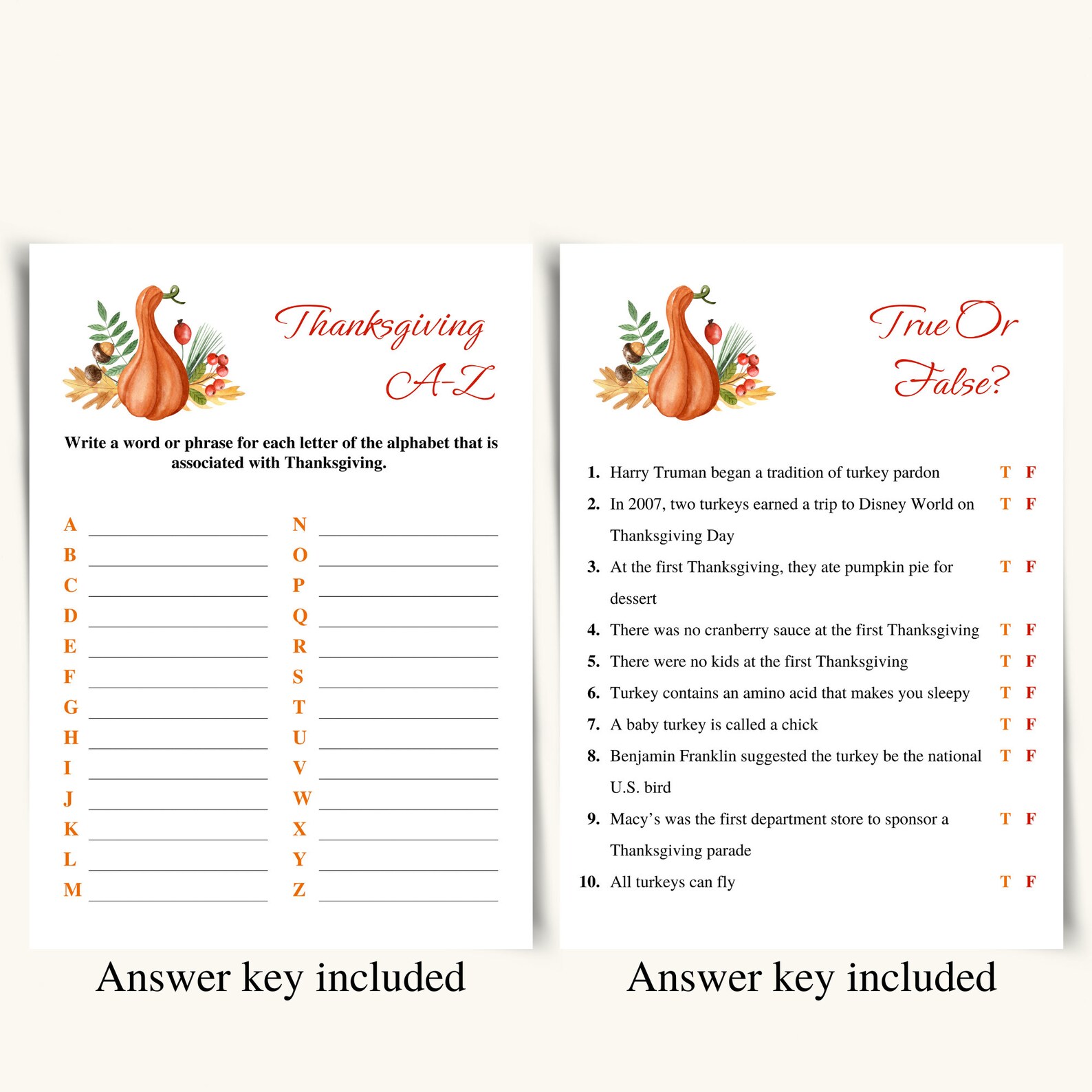 10 Printable Thanksgiving Party Games | Thanksgiving Dinner Games ...