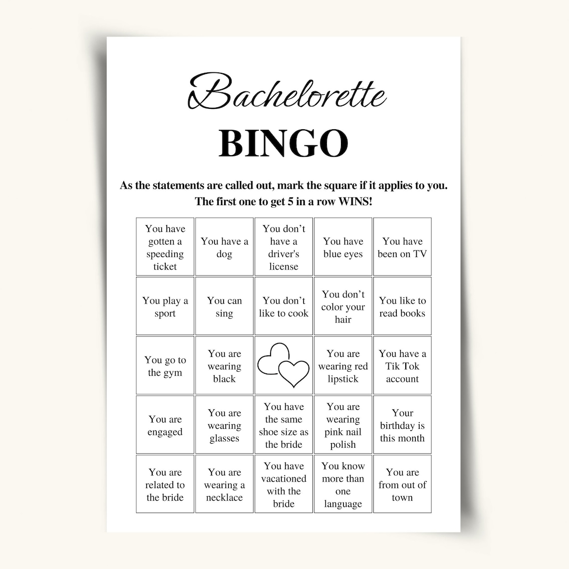 50 Printable Bachelorette Bingo Cards 5x7 Bachelorette - Etsy