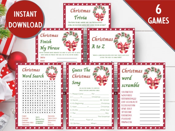 Christmas Games Bundle Christmas Games Printable Instant | Etsy